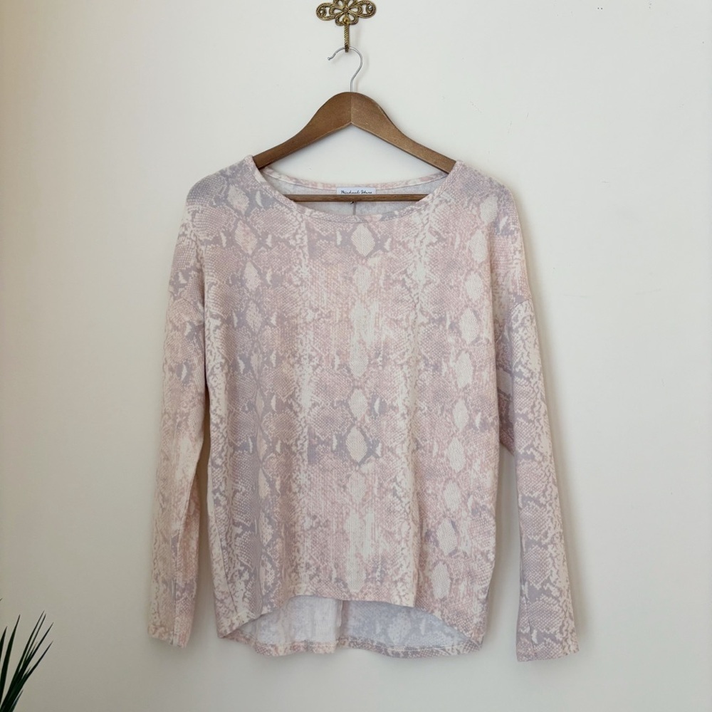 Michael Stars Pink Snake Print Pullover Sweater Small Cozy Loungewear